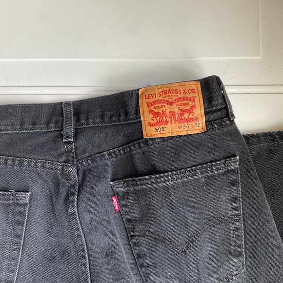 Levi’s 505 Men’s Straight Leg Jeans 34x32 Gray/Black - Picture 7 of 7